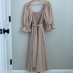 Red Dress Lyrics To My Song Taupe Gingham Midi Dress